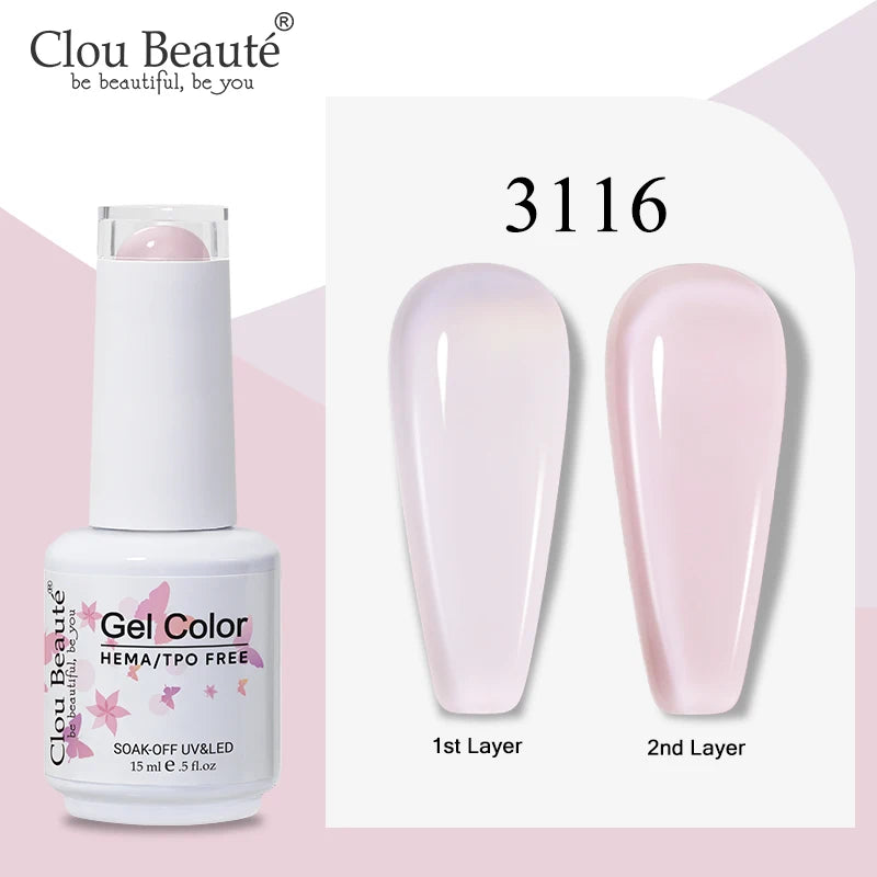 Clou Beaute Semi-transparent Jelly Color UV Gel Manicure Gel Nail Nail Supplies For Professionals Semi-permanent Varnish 15ml