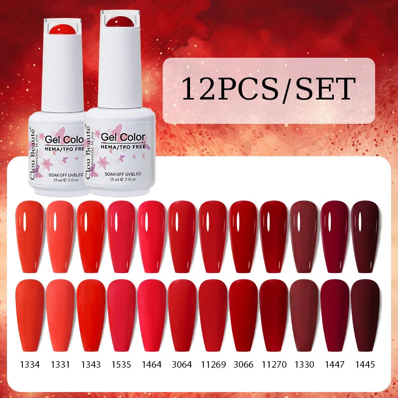Clou Beaute 12pcs Gel Nail Polish Manicure Set Color 15ml White Glass Bottle Nail Art Kit Vernis Semi Permanent Nail Art Varnish