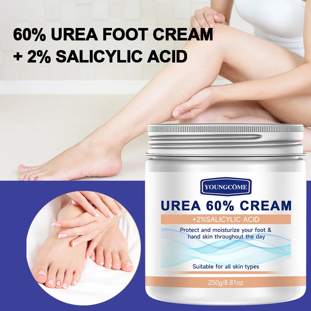 2Pcs 60% Urea Cream + 2% Salicylic Acid Moisturizing Foot Care Cream Can Moisturize Your Foot, Improving Dryness and Roughness