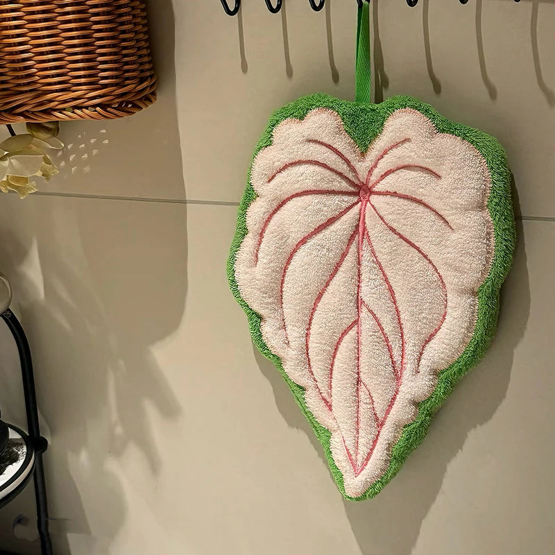 Leaf Hand Towel Bathroom Accessories Absorbent Kitchen Towel Soft Towel Hanging Towels Handkerchief Towels Home Wash Hand Towels