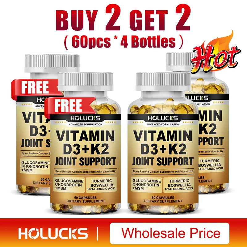 Advanced Vitamin D3 K2 Joint Support Supplement, for Heart & Bone Health, Cardiovascular & Immune Support, Calcium Absorption