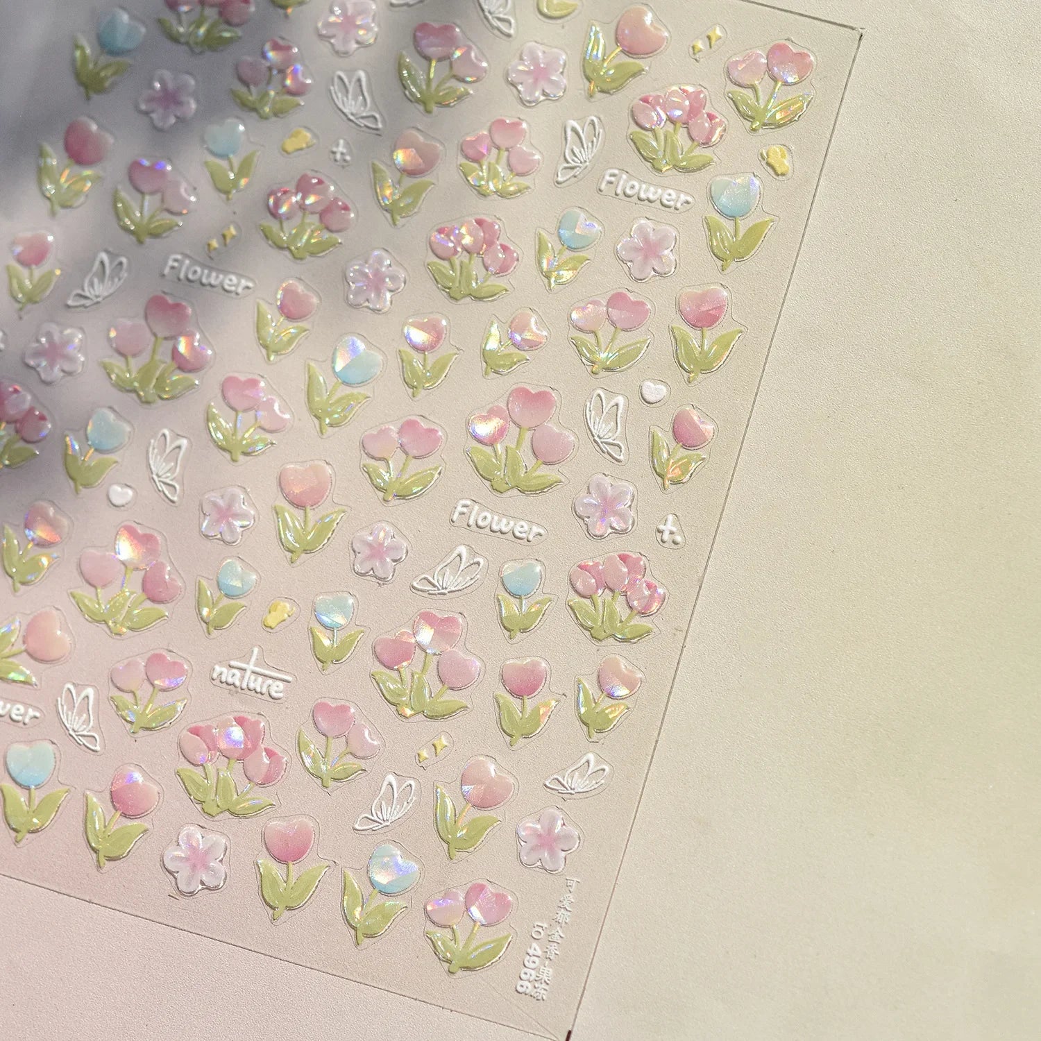 Colorful Floral Nail Art Sticker Summer Garden Motifs Juicy Flower Petals Dimensional Botanical Patterns Adhesive Manicure Decal