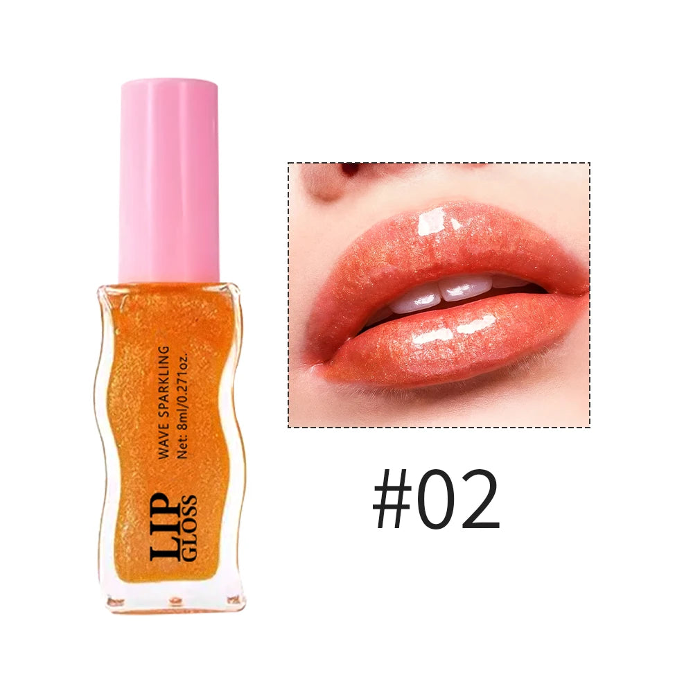 Wavy Bottle Lip Glaze,Shiny Glossy Finish with Moisturizing Plumping Formula,Easy Multi-Look and Waterproof Long Wear for Winter