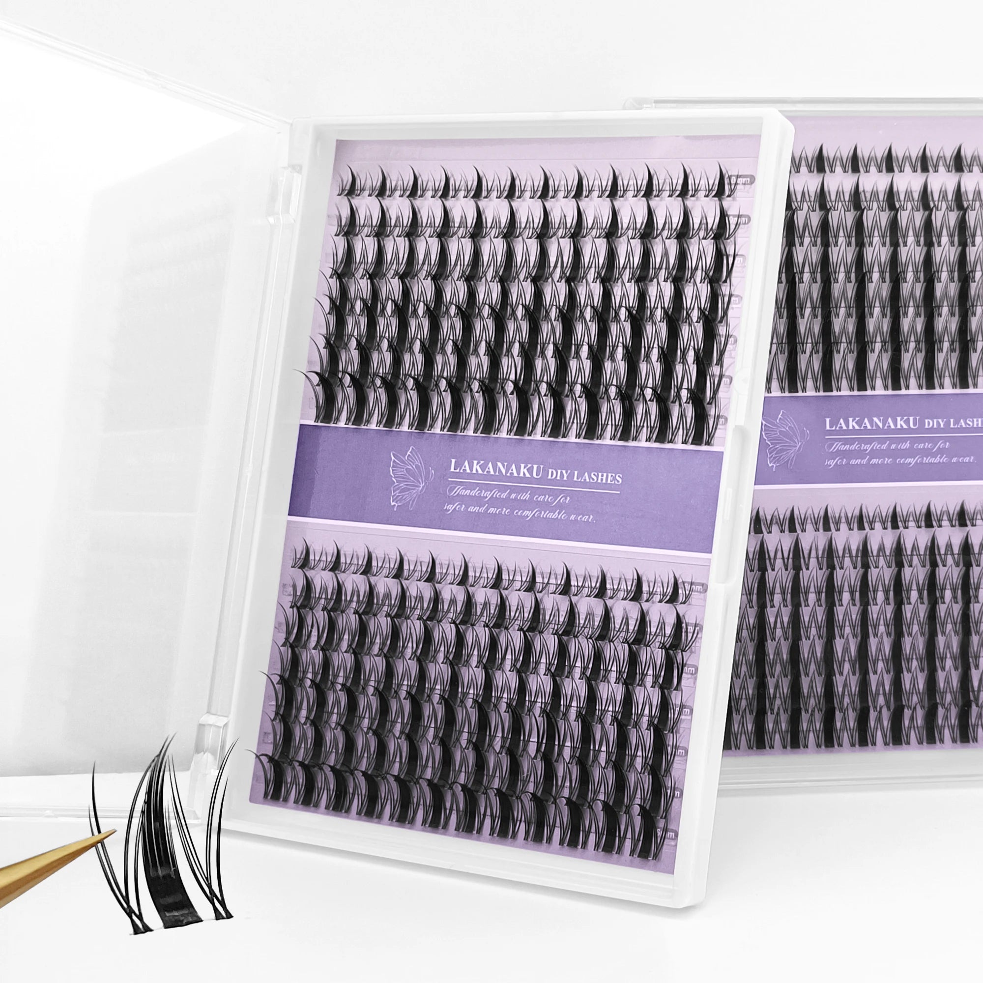 Lakanaku Diy Eyelashes Manga Style Lashes Invisible Bond Lash Fairy Cluster Lash Comic Makeup Sets and Kits Wispy Cluster Fans