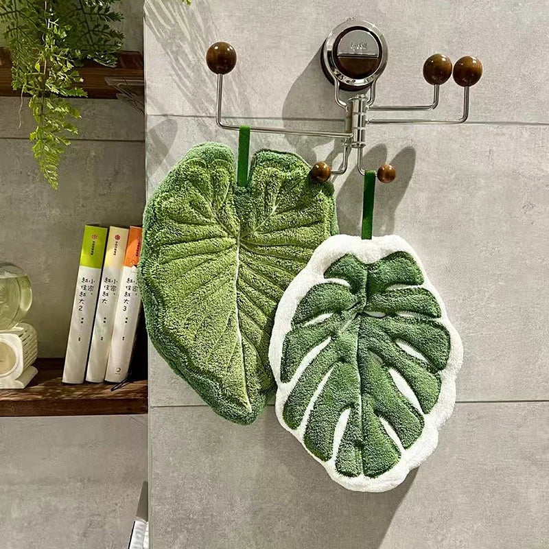 Leaf Hand Towel Bathroom Accessories Absorbent Kitchen Towel Soft Towel Hanging Towels Handkerchief Towels Home Wash Hand Towels