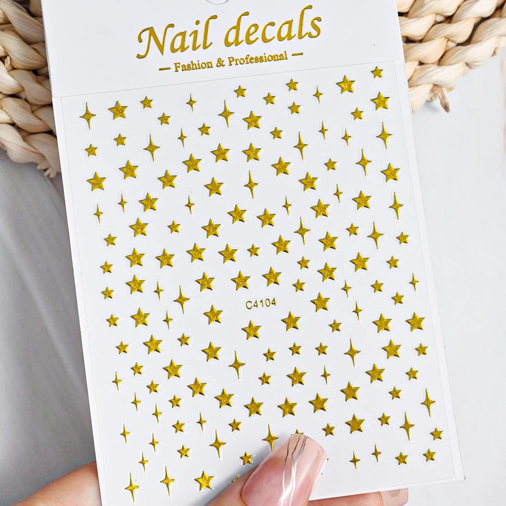 1pcs Star-Themed Nail Art Stickers 3D Self-Adhesive Plastic Decals With Glitter Finish Anime Rectangle Shape Ideal For DIY Nails