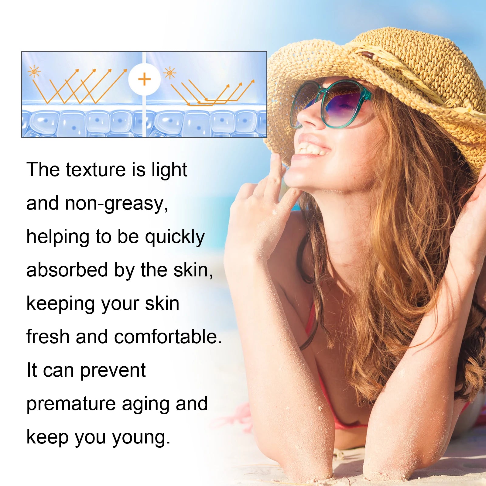 Ouhoe Body and Face Sunscreen Cream SPF 100 Protection UVA UVB Blocker Non Greasy Daily Defense for Summer Outdoor Beach Use 50g