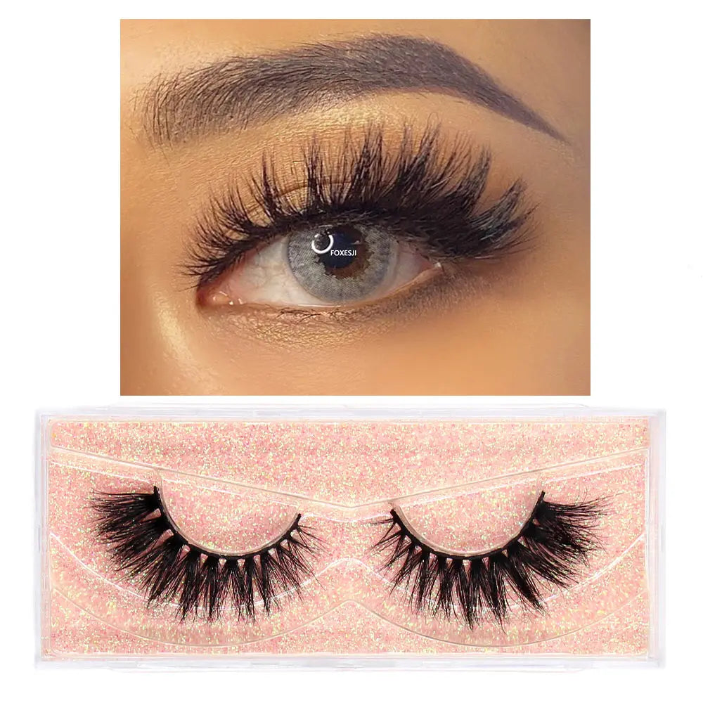 FOXESJI Makeup Eyelashes 3D Mink Lashes Natural Long Lasting Wispy Soft Eyelash Extension Fluffy Eye Lashes Mink False Eyelashes