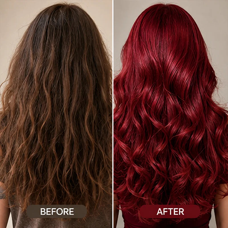Burgundy Hair Dye Shampoo 7 In 1 Natural Plant Extract Cover Gray Hair Long Lasting Vibrant At Home Hair Color Care Shampoo