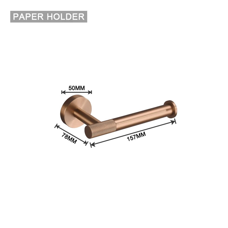Brushed Rose Gold Accessories Set Toilet Brush Holder Toilet Paper Holder Towel Bar Rail Rack Hanger Hook Soap Dish Hardware