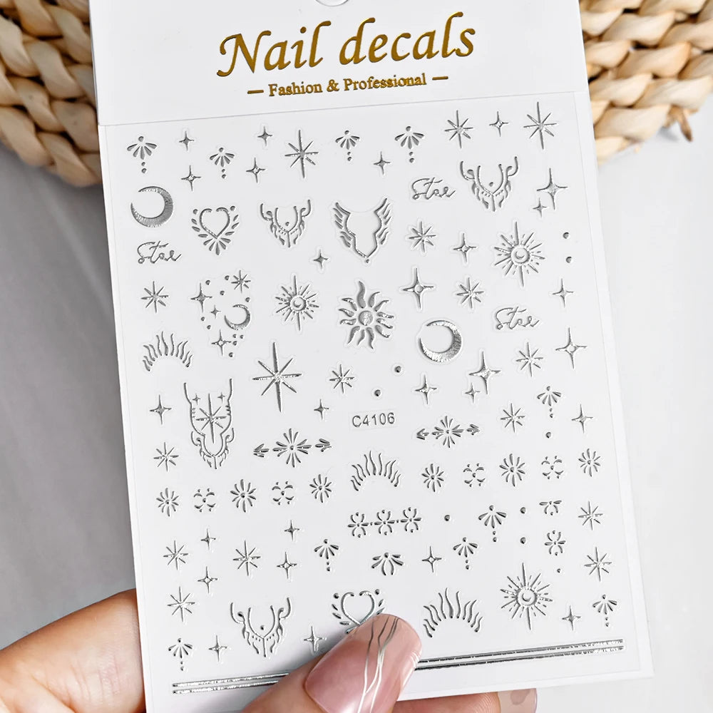1pcs Star-Themed Nail Art Stickers 3D Self-Adhesive Plastic Decals With Glitter Finish Anime Rectangle Shape Ideal For DIY Nails