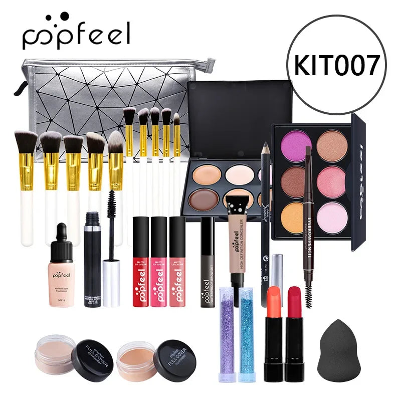 Christmas Makeup Gift Box Foundation Eyeshadow Powder Long Lasting Lip Ink 27 Pieces Birthday Gifts Makeup for Women Full Kit