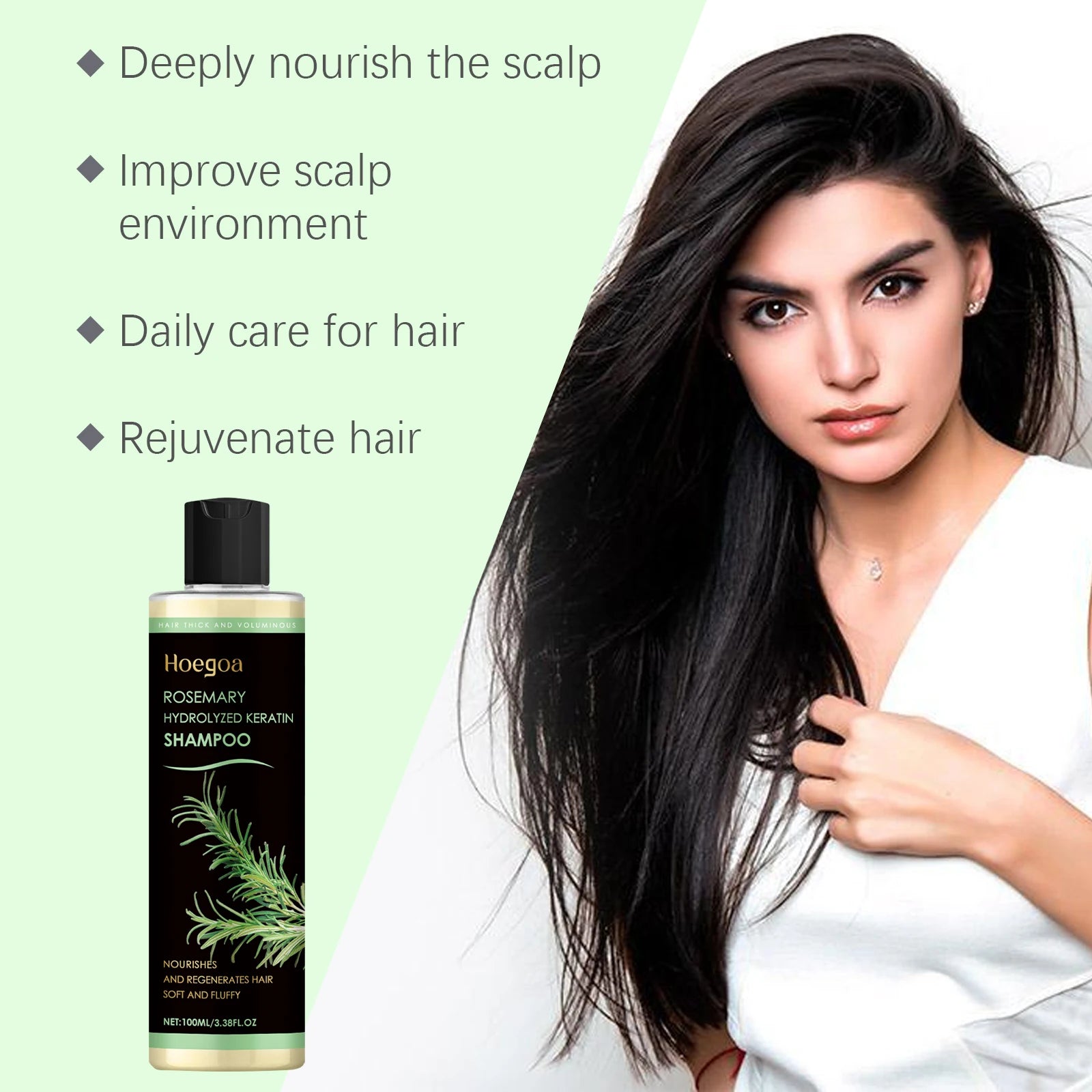 Rosemary Natural Shampoo Thickening & Strengthening Deep Nourishing Scalp Care Moisturizing Shampoo for Dry Damaged Hair Hair Home Use