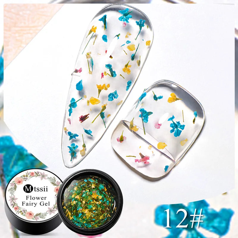 5ml Mtssii Dried Flower Gel Nail Polish Natural Flower Fairy Series Semi Permanent Soak Off UV Nail Art Varnish Manicure Design