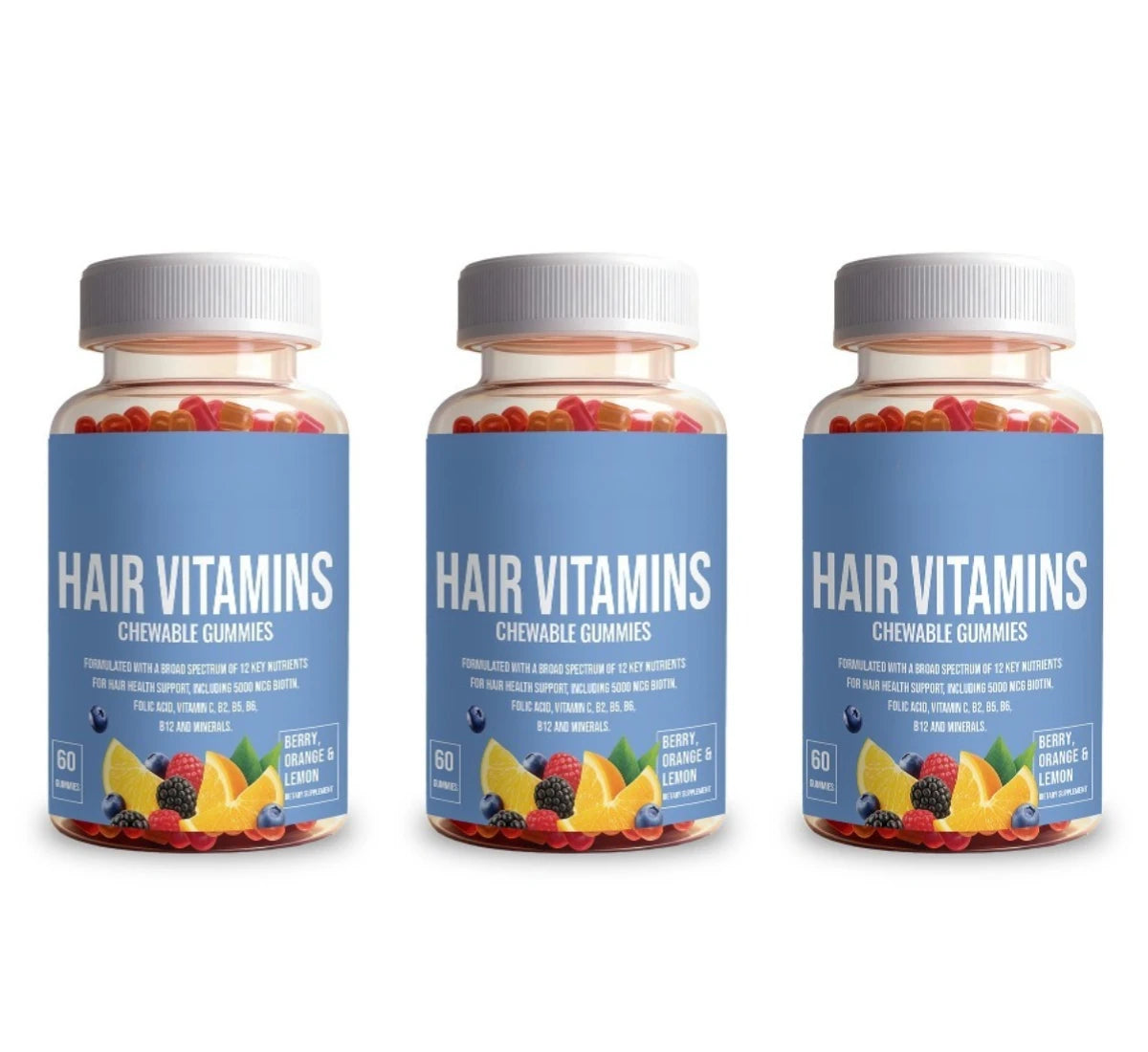 60 Count Hair Vitamin Gummie with 500mg Biotin and Multivitamin Promote Healthy Hair & Nail Growth Daily Nutritional Supplement