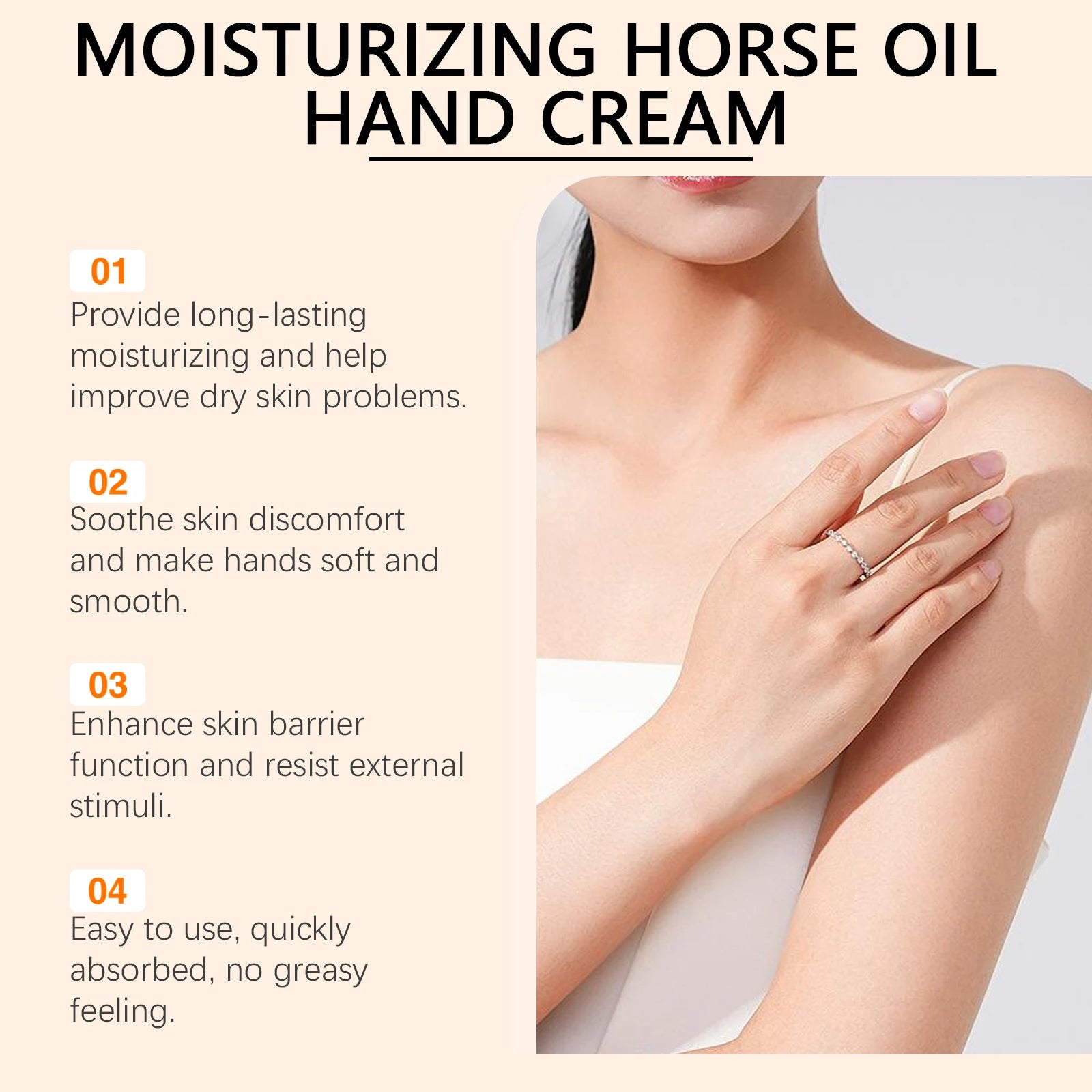 Horse Oil Hand Cream Nourish Dry Skin Moisturizing Soften Anti Cracked Repair Skin Barrier Fragrant Brighten Hand Care Product