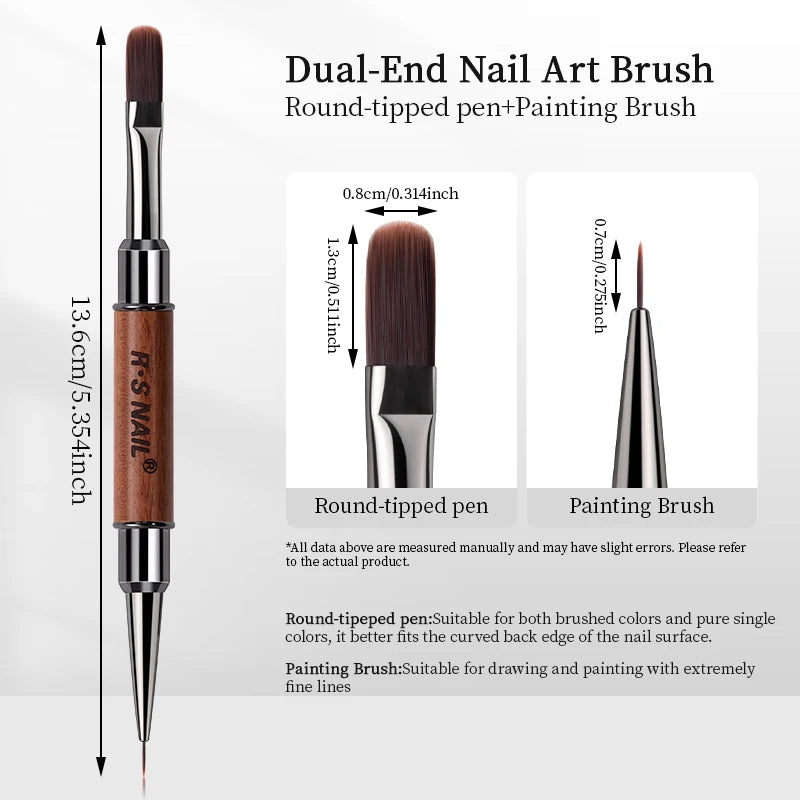 RSNAIL 1/2pcs Dual-ended Nail Design Brushes Phototherapy UV Builder Gel Nail Brush Silicone Carving Pen for DIY Manicure Tool