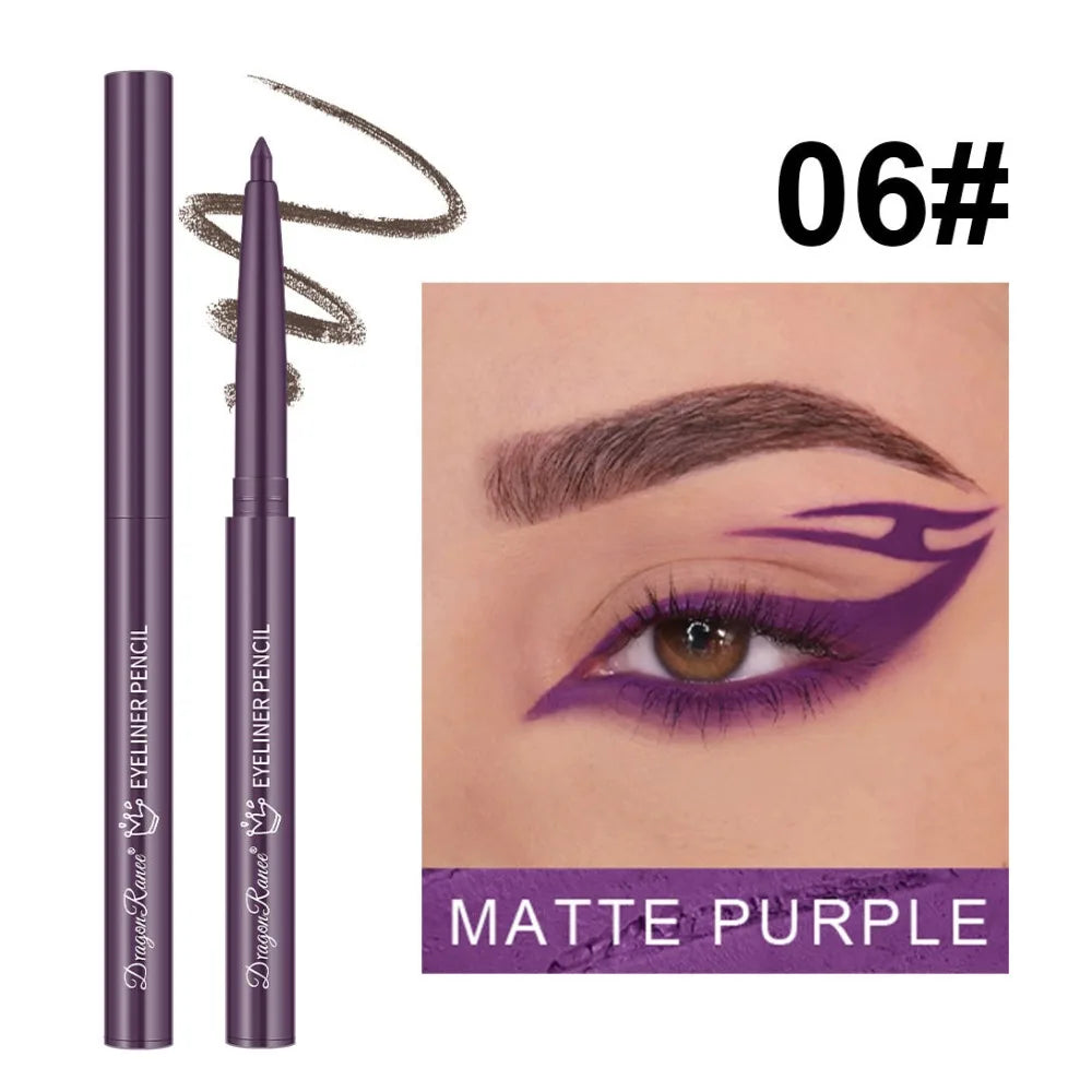 1Pc Ultra-fine Matte Smooth Waterproof Green Purple Eyeliner Gel Pencil Pearlescent White Eyeliner Easy Wear Eyeliner Pen Makeup