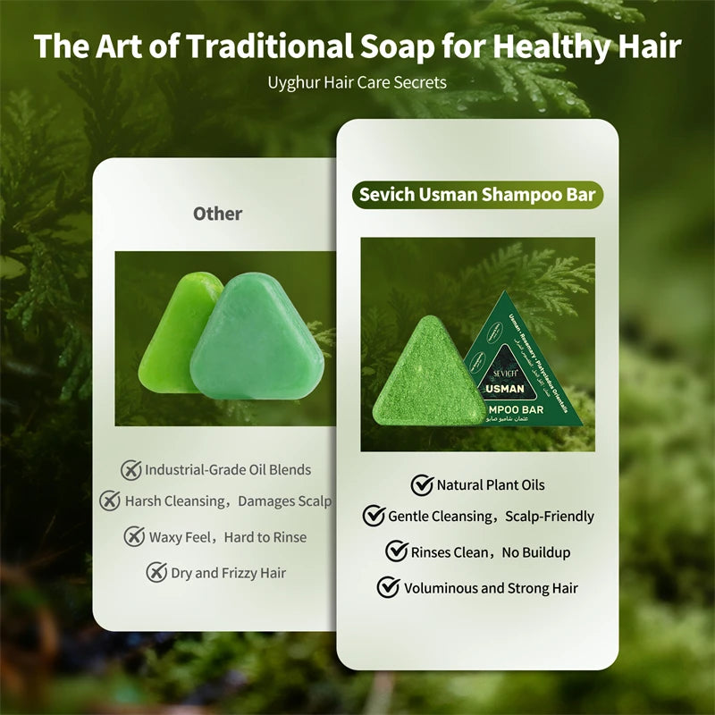120g Natural Usman Grass Platycladus Herbal Shampoo Bar Refreshing Fluffy Hair Repair Soap Hair Growth Thickening Hair Care Soap