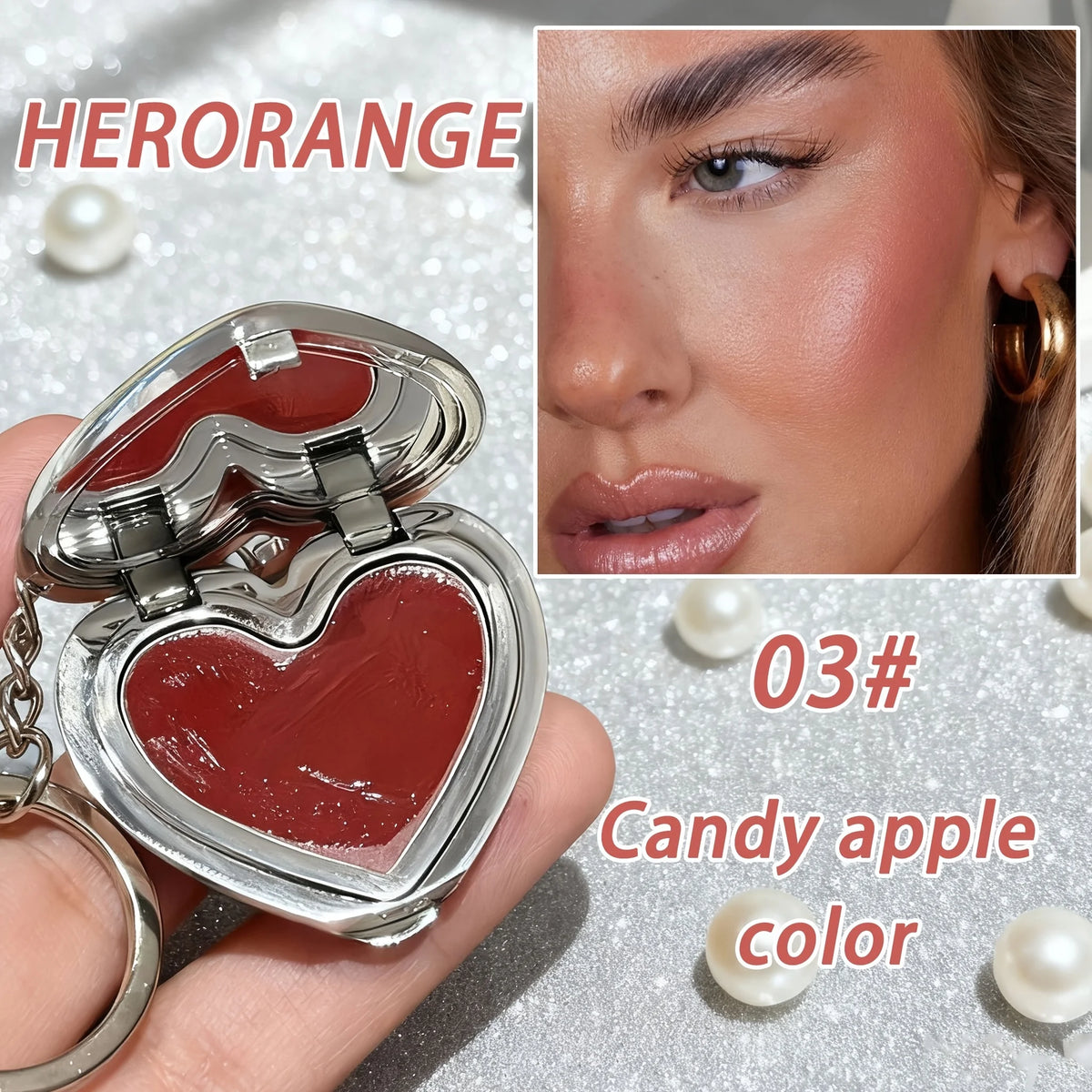 Heart Pendant Blush Cream Waterproof Long Lasting Smooth Texture Natural Makeup Holiday Gift