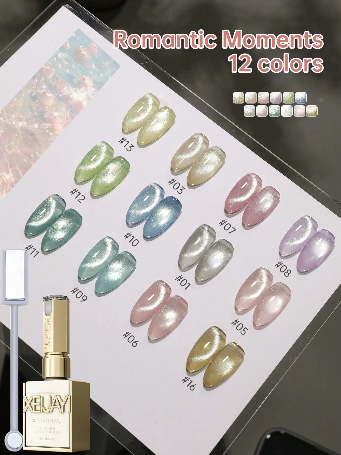 12-Color 15ml Cat Eye Gel Nail Polish Set,UV LED Soaking Nail Gel, Semi-Permanent, DIY Salon Quality Nail Art Gel For Spring