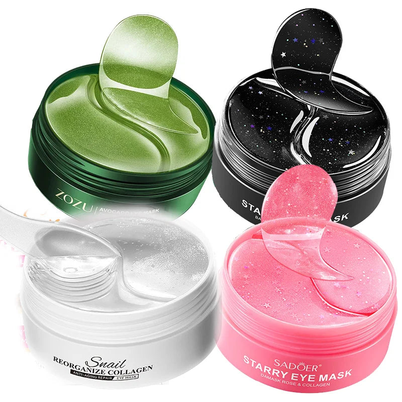 240pcs=120pairs Eye Patches Hyaluron Acid & Gold & Seaweed & Cucumber Hydrating Milk Moisturizing Crystal Collagen Gel Eye Mask
