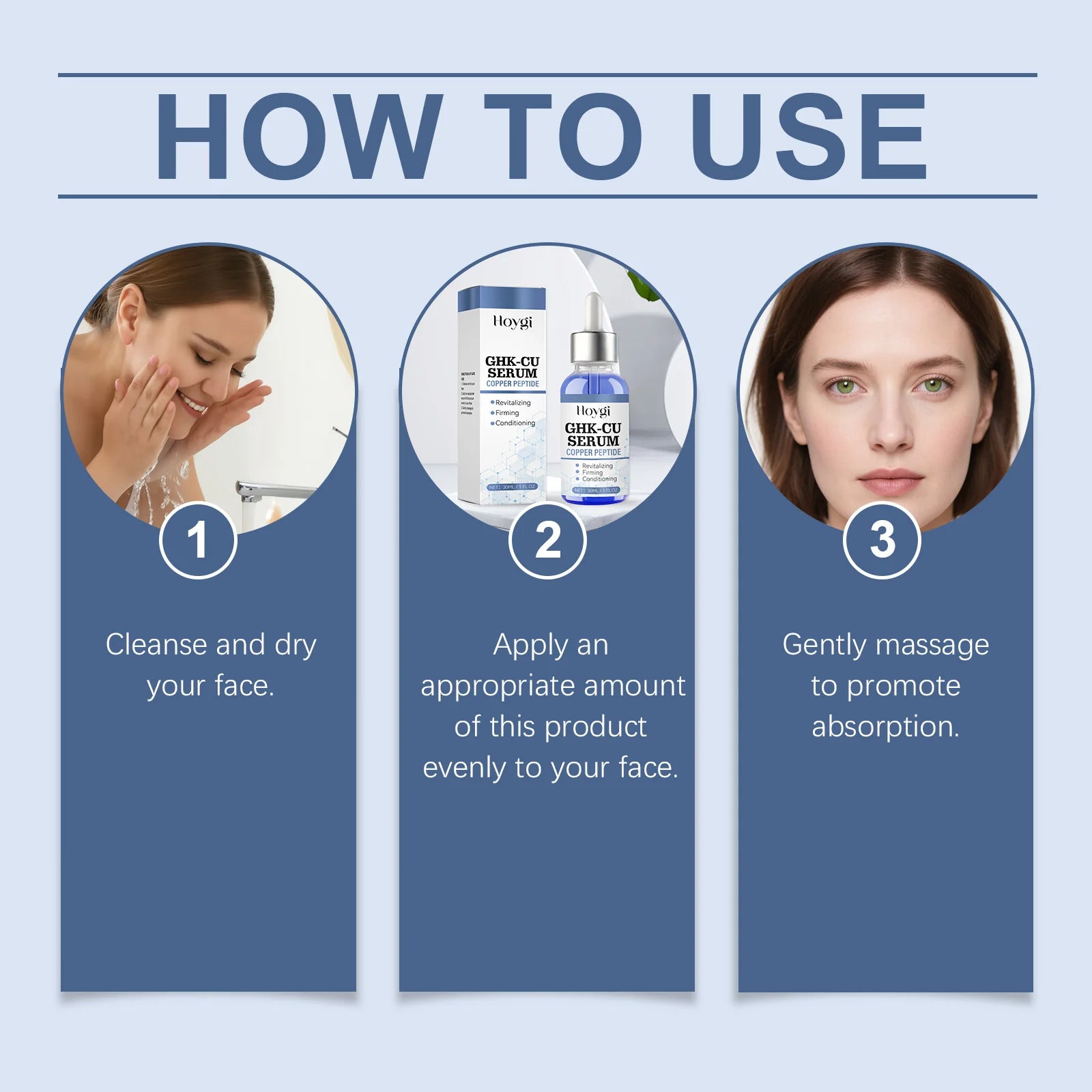 HOYGI Hyaluronic Acid Facial Essence Deep Moisturizing Face Skin Serum Hydrolyzed Collagen Anti Aging Copper Peptide Serum Care