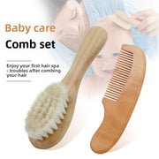 3PCS Newborn Wool Baby Wooden Brush Comb Newborn Hair Brush Infant Head Massager Portable Comb Hair Bath Brush Comb