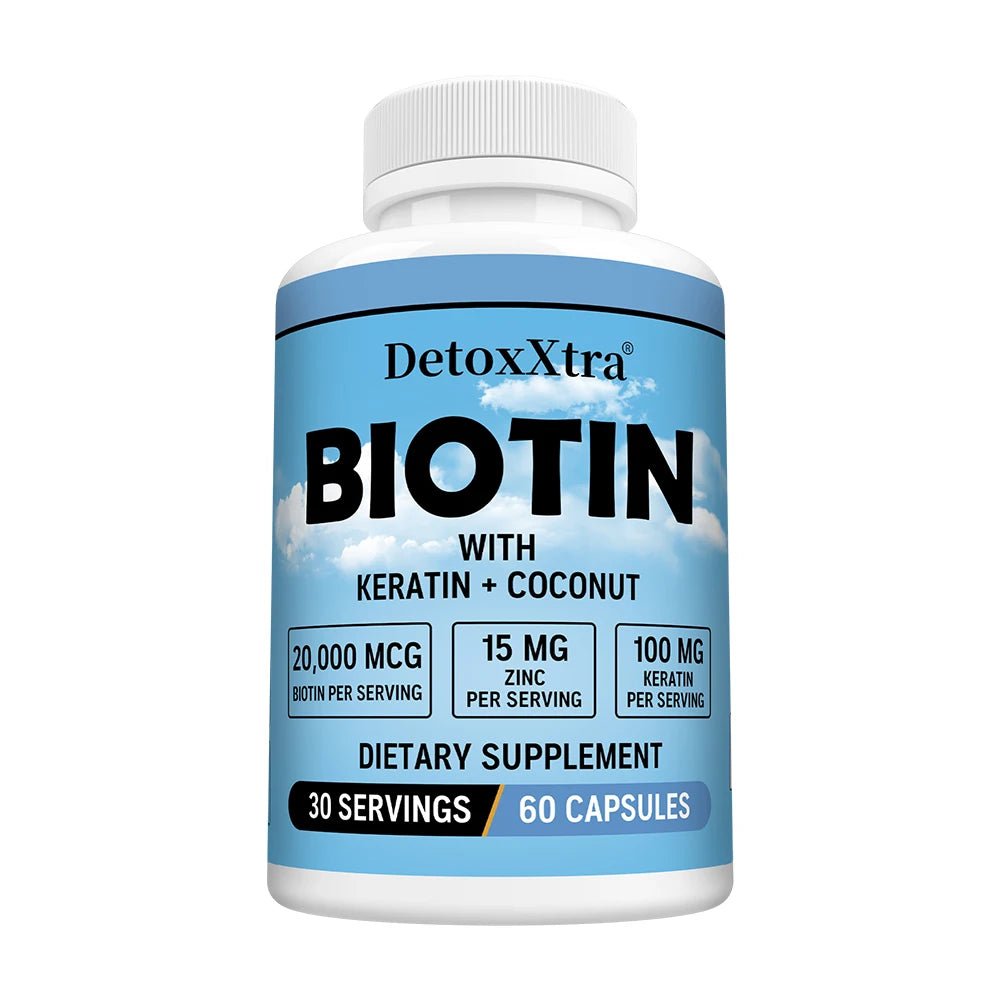 High Potency Biotin 20000 Mcg with Oil Vitamin, Keratin - Biotin Supplements for Hair Growth, Care Hair, Skin and Nails