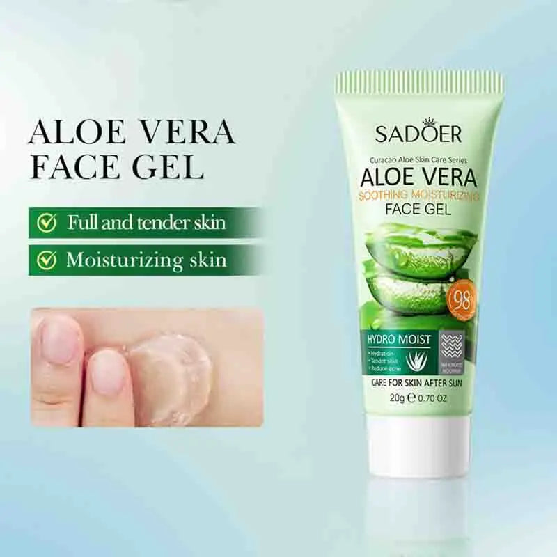 3pcs SADOER Aloe Vera Skin Care Sets Face Wash Facial Cleanser Aloe Gel Toner Face Cream Moisturizing Anti-aging Skin Care Kit