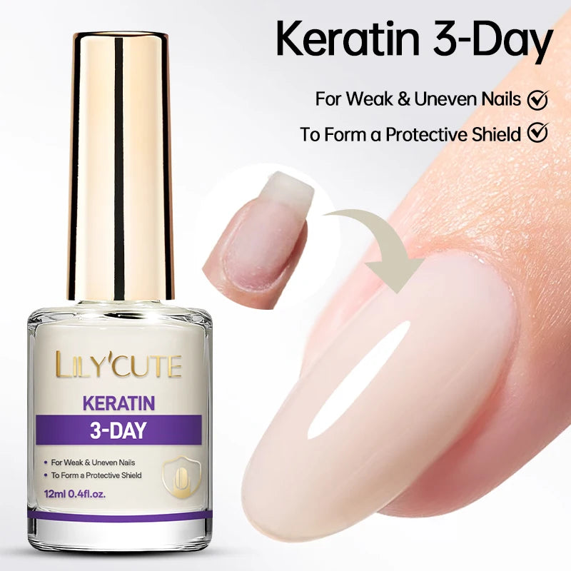 LILYCUTE 12ml Nail Care Polish Base Top 3 in 1 Strengthener Effect Long Lasting Care Polish Varnish Fast Drying No Need Lamp