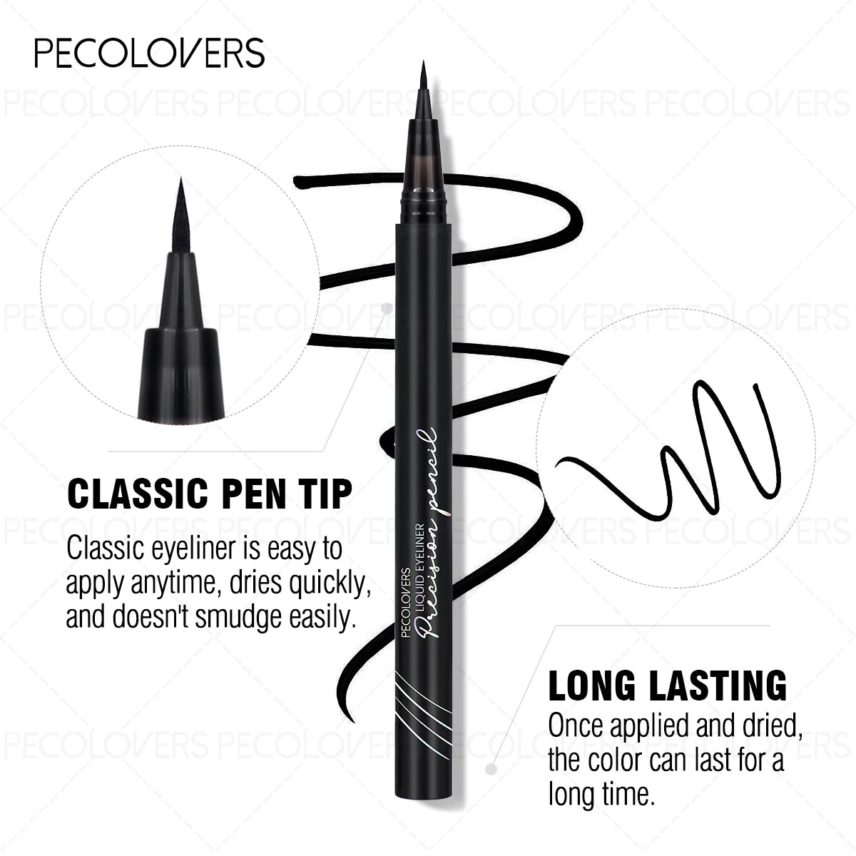 5PCS Smooth Liquid Eyeliner, Tip-resistant, Waterproof, Quick-drying, Soft, Perfect for Precision and Dramatic Eye Appearance