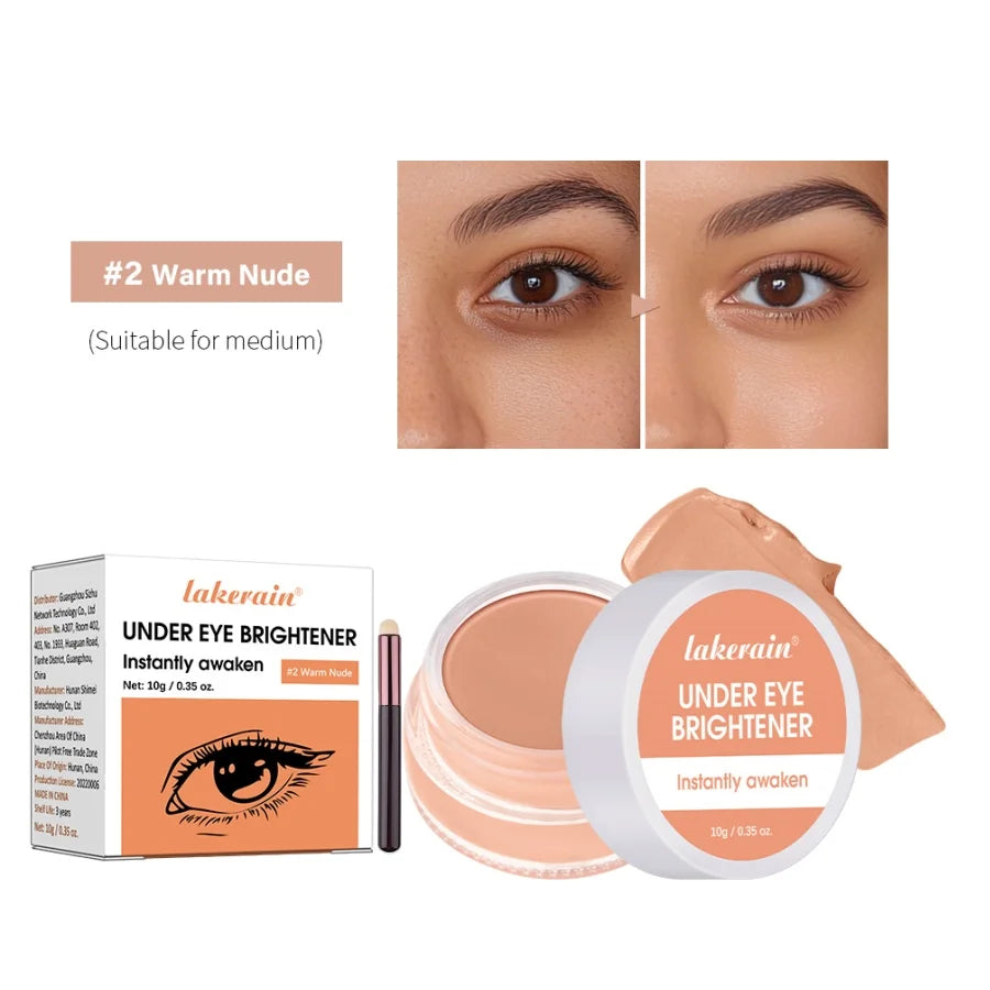 Lakerain Eye Concealer with Brush Durable 3D Shaping Cream for Dark Circles Age Lines Spot Covering Long-lasting Makeup