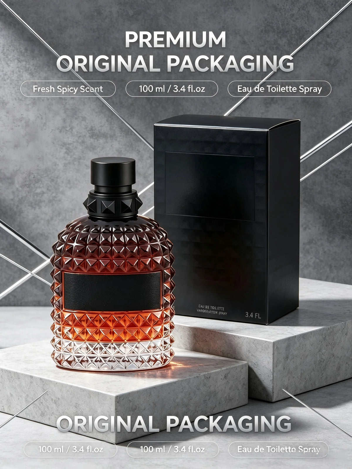 Men Eau de Toilette Perfume 100ml 3.4 fl.oz Luxury Fresh Spicy Woody Fragrance Long Lasting Masculine Cologne Elegant Signature Scent Daily Wear Date Night Fall Fashion Back to School Halloween Thanksgiving Christmas Gift For