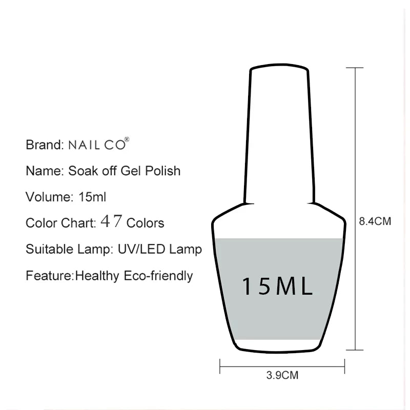NAILCO 15ml Dark Gel Nail Polish Semi-permanent Varnish Hybrid UV Nails Art Glitter Colors Gel Polish Manicure Enamels For Nails