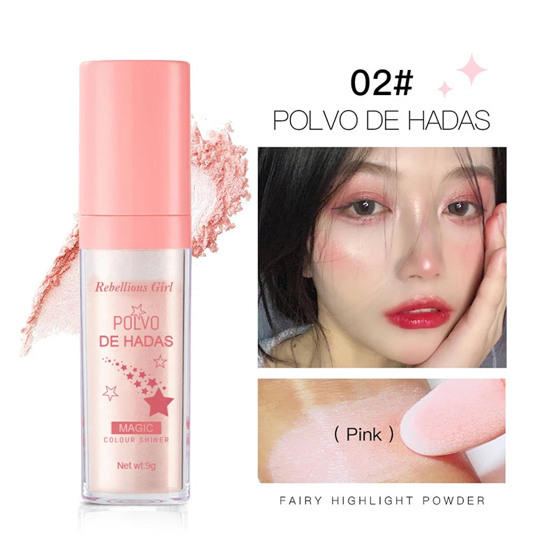 Highlighter Powder White Moonlight Polvo De Hadas Glitter Shimmer Contour Shading Illuminator for Women Face Body Glitter Makeup
