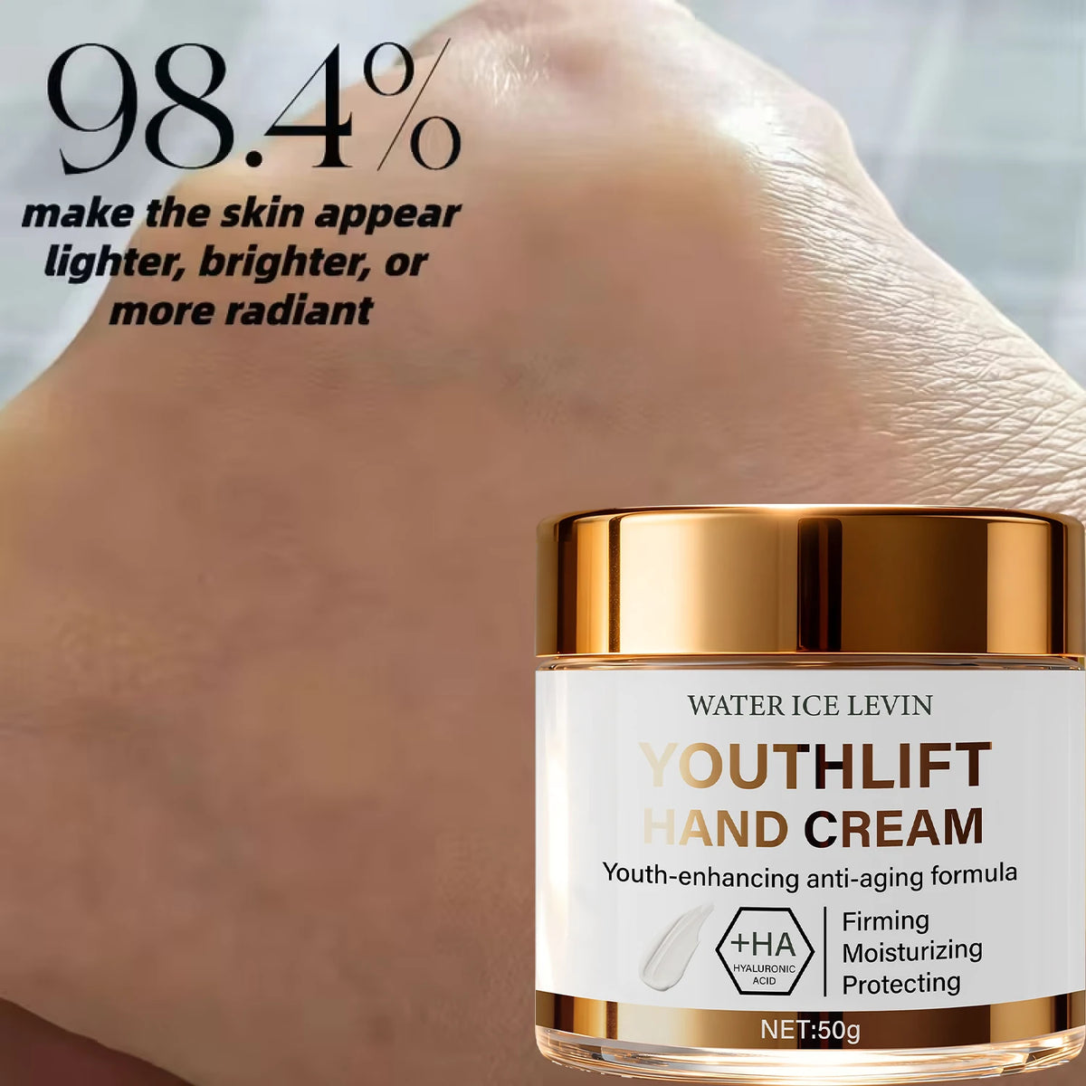 YouthLift Anti-Aging Hand Cream with HA & Retinol for Firming, Moisturizing & Protecting Mature Skin.