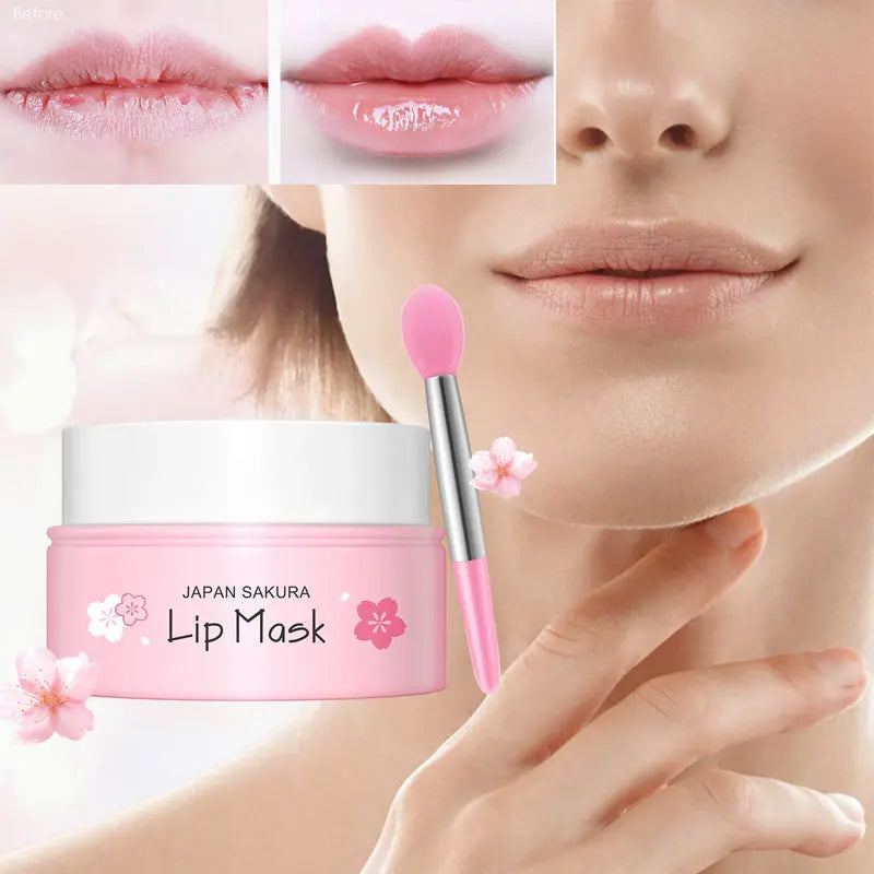 8g LAIKOU Sakura Lip Sleeping Mask Hydrating Moisture Nutriousing Wrinkle Smoothing Dryness Lip Mask Korean Cosmetics Skin Care