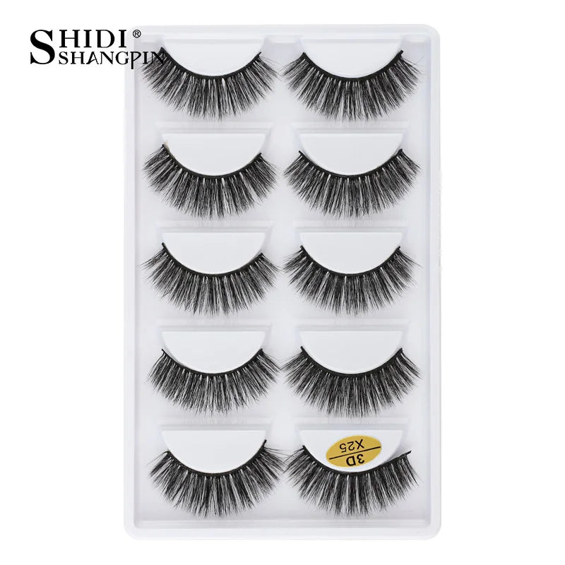 3D Faux Mink Lashes X05 Fluffy Wispy False Eyelashes 5Pairs Reusable Soft Volume Eyelashes Natural Look for Daily & Party Makeup