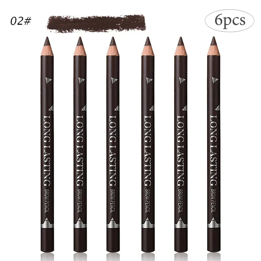 6/12PCS Eye Brow Pencil Waterproof Professional Women Eye Makeup Pen Easy Color Natural Black Brown Cosmetic Beauty Eyebrow Tool