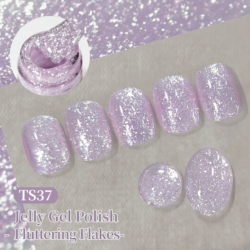 BORN PRETTY 10ml Fluttering Flakes Jelly Gel Polish Semi Permanent Soak Off UV Gel Nail Art Manicure Nail Supplies Vernis