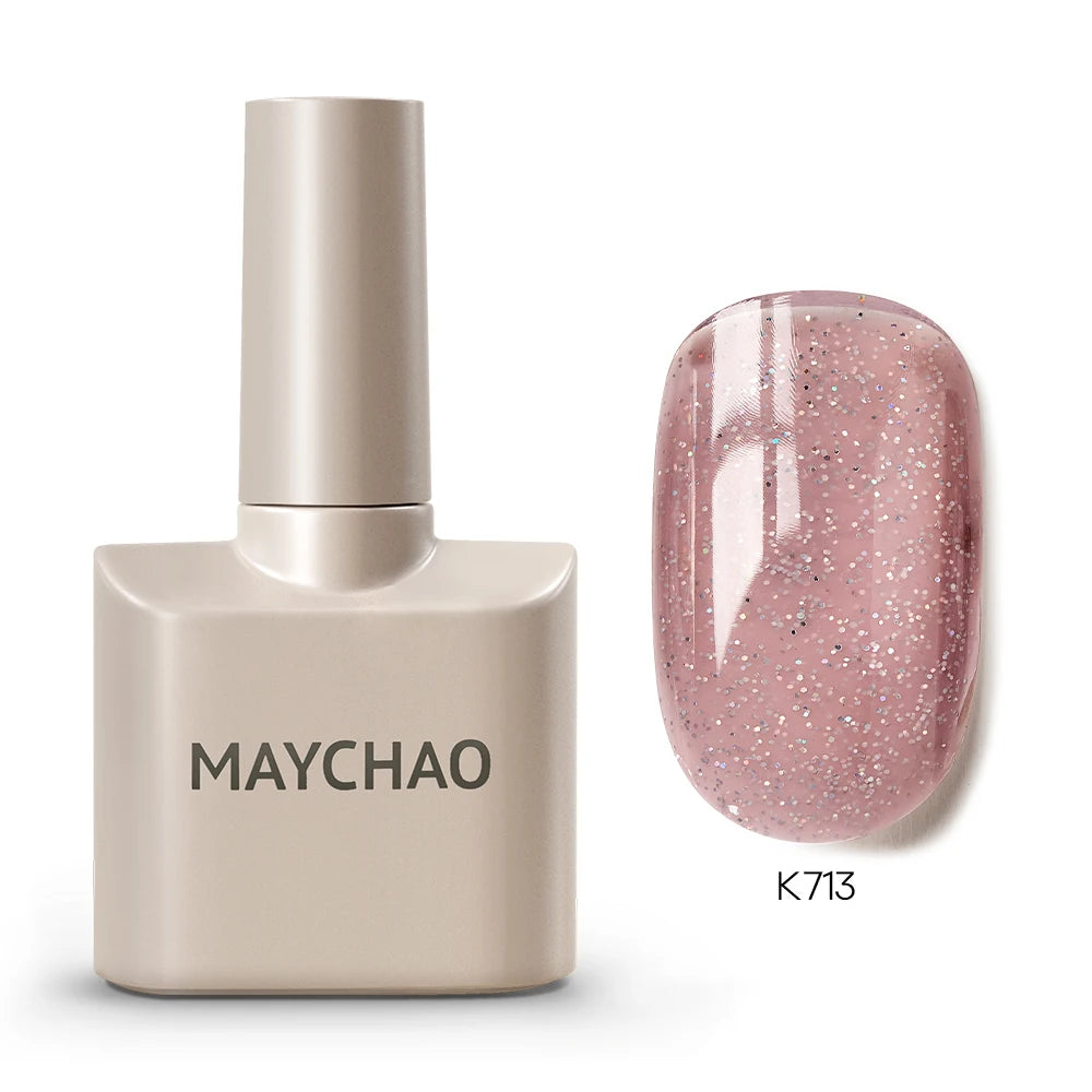 MAYCHAO Cherry Red Gel Nail Polish 12ml Glossy Semi Permanent Soak Off UV LED Frosted Gel Nails Base Painting Varnish