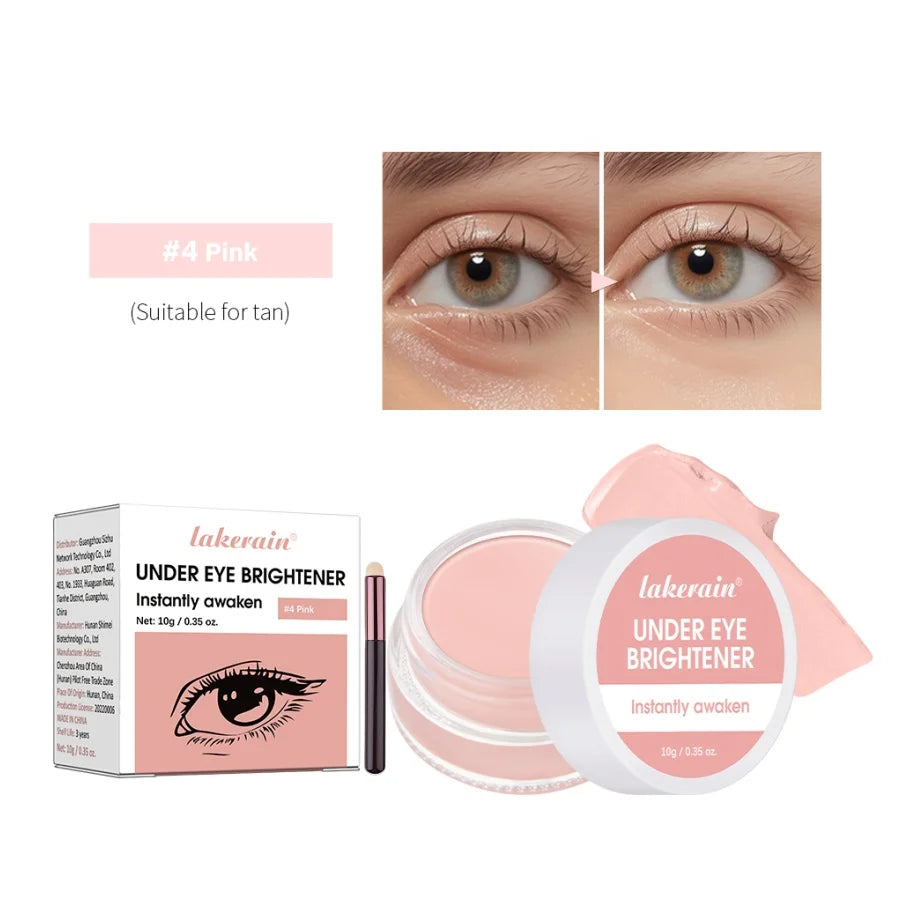 Lakerain Eye Concealer with Brush Durable 3D Shaping Cream for Dark Circles Age Lines Spot Covering Long-lasting Makeup