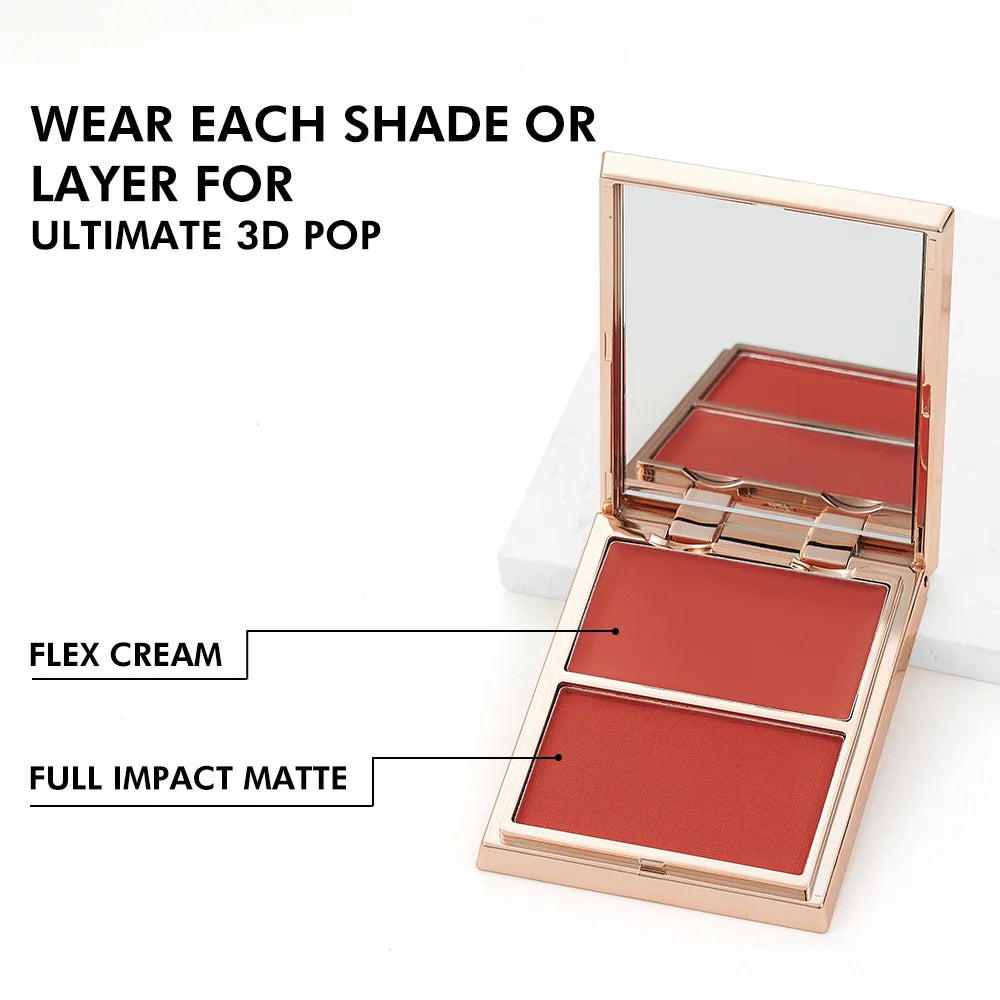 Two-tone Natural Matte Cream Blush Shimmer Contour Blusher Blush Powder Longlasting Waterproof Face Blusher Chinese Cosmetics
