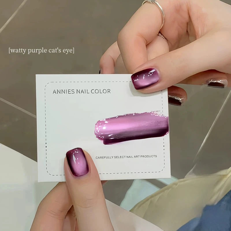 MIANEL 10ML Water-gloss Purple Cat Magnetic Gel Nail Polish 2026 New Clear Purple Glass Beads Cat Eye Nail Polish 1-6pcs