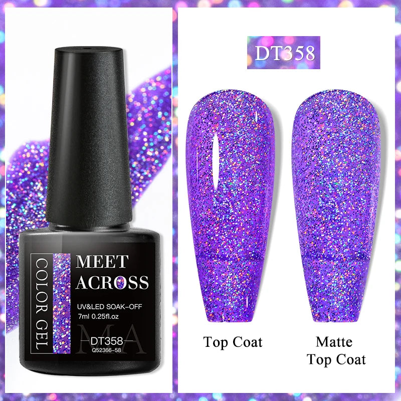 MEET ACROSS 7ml 36Colors Glitter Thermal Gel Nail Polish 3 Colors Changing Soak Off Gel Winter Semi Permanant Nail Art Varnish