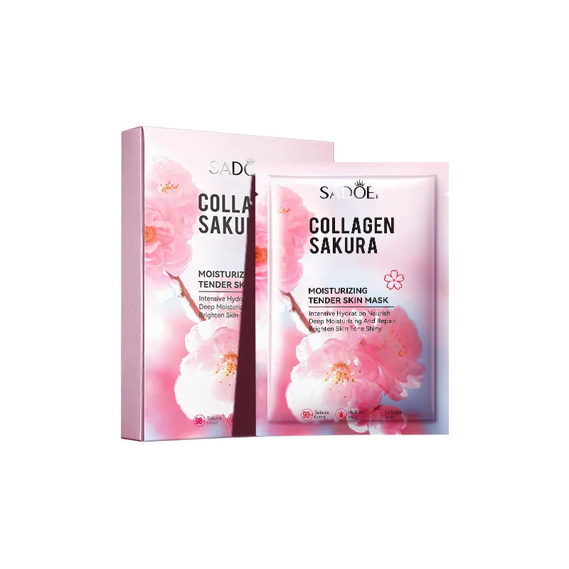 Sadoer Sakura Face Mask Facial Skincare Moisturizing Brightening Hydrating Firming Collagen Facial Masks Face Sheet Mask
