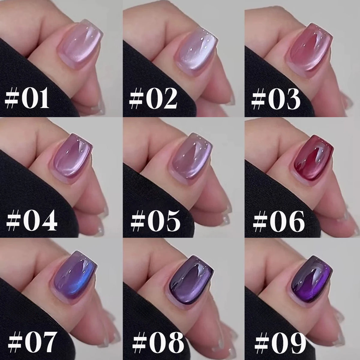 MIANEL 10ML Water-gloss Purple Cat Magnetic Gel Nail Polish 2026 New Clear Purple Glass Beads Cat Eye Nail Polish 1-6pcs