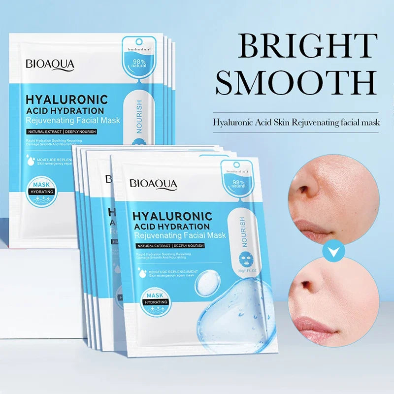 10pcs BIOAQUA Hyaluronic Acid Face Mask skincare Moisturizing Anti Acne Anti-wrinkle Facial Masks Face Sheet Mask Skin Care