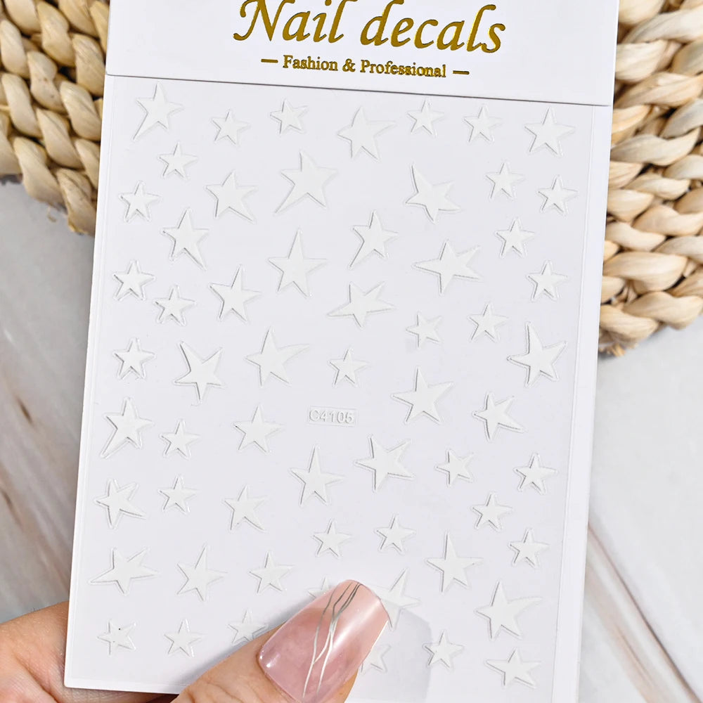 1pcs Star-Themed Nail Art Stickers 3D Self-Adhesive Plastic Decals With Glitter Finish Anime Rectangle Shape Ideal For DIY Nails